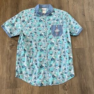 Disney Parks Mickey Longboard Button Down Short Sleeve